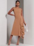 Jolie Moi Haylen Frill Detail Midi Dress, Tan