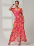Jolie Moi Gisselle Mesh Maxi Dress, Pink Floral