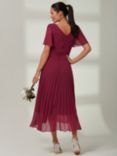 Jolie Moi Elene Chiffon Pleated Maxi Dress, Raspberry