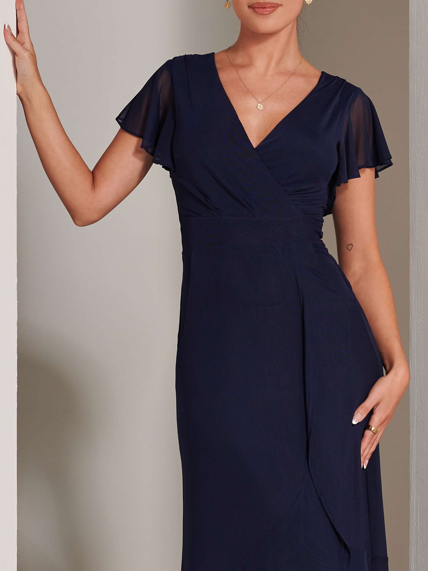 Buy Jolie Moi Racquell Mesh Wrap Neck Maxi Dress, Navy Online at johnlewis.com