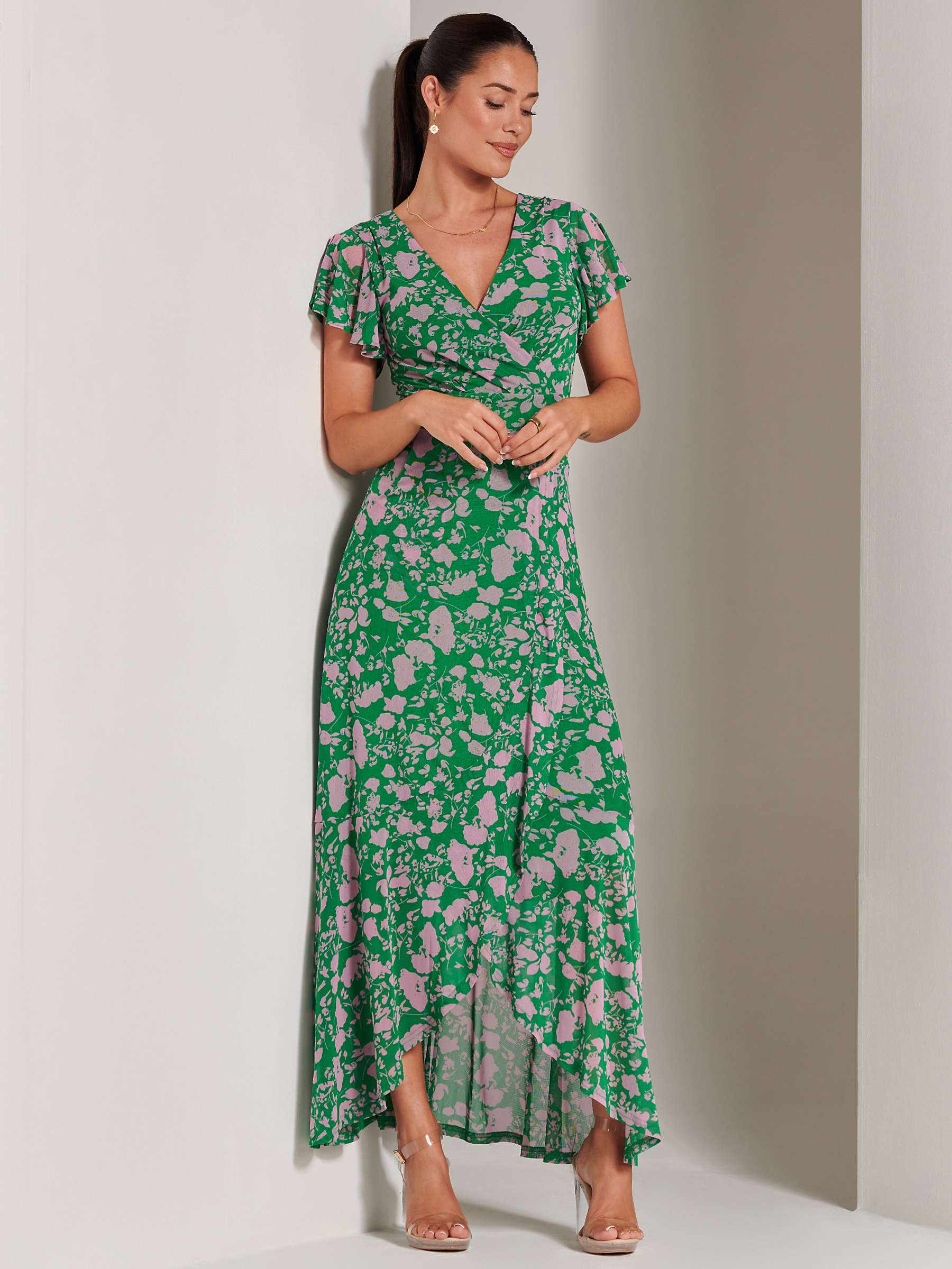Buy Jolie Moi Gisselle Mesh Maxi Dress, Green/Multi Online at johnlewis.com
