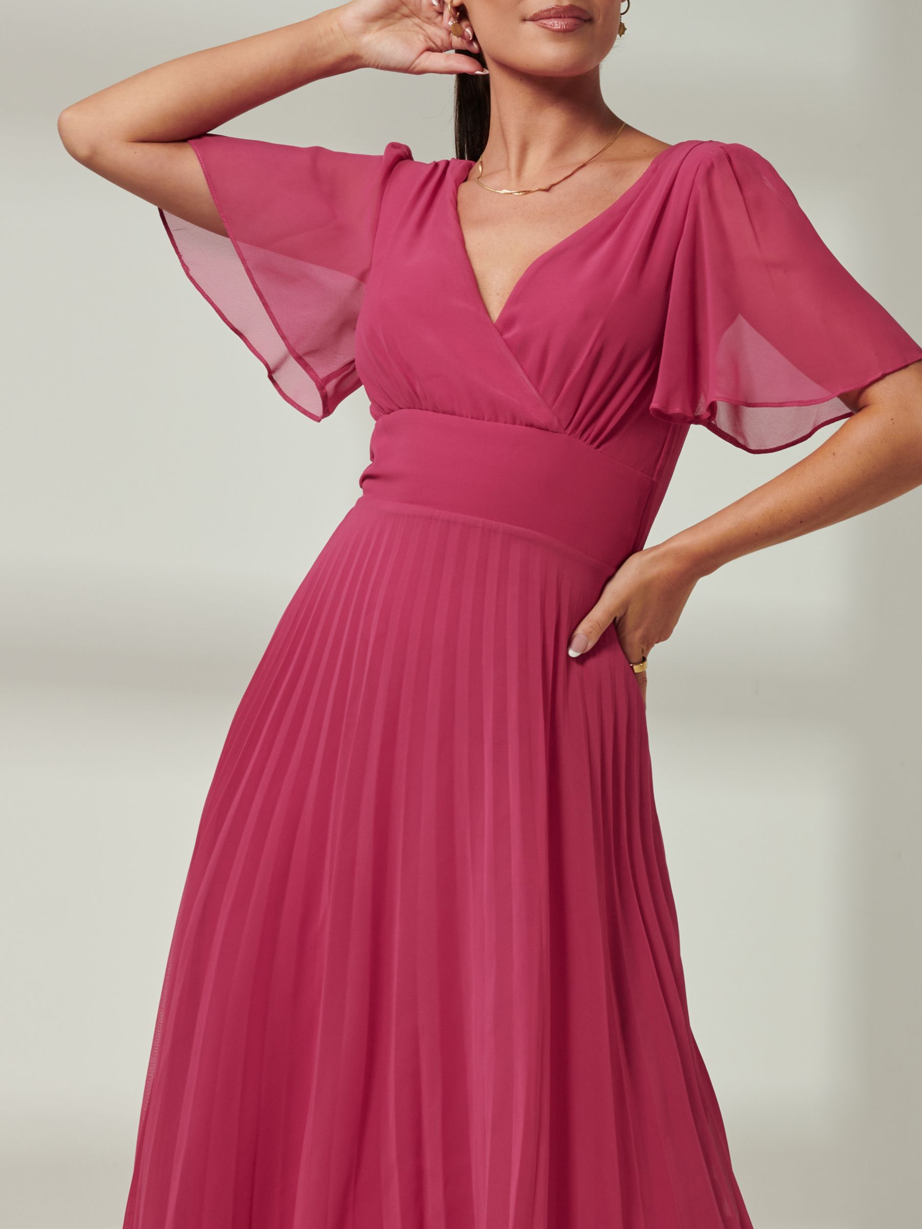 Buy Jolie Moi Elene Chiffon Midi Dress, Fuchsia Pink Online at johnlewis.com