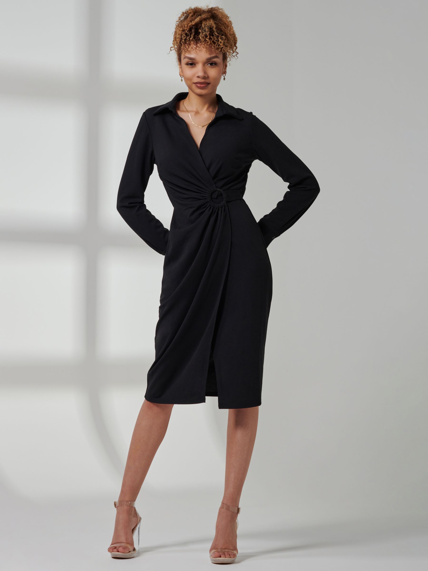 Buy Jolie Moi Reveka Shirt Midi Dress, Black Online at johnlewis.com