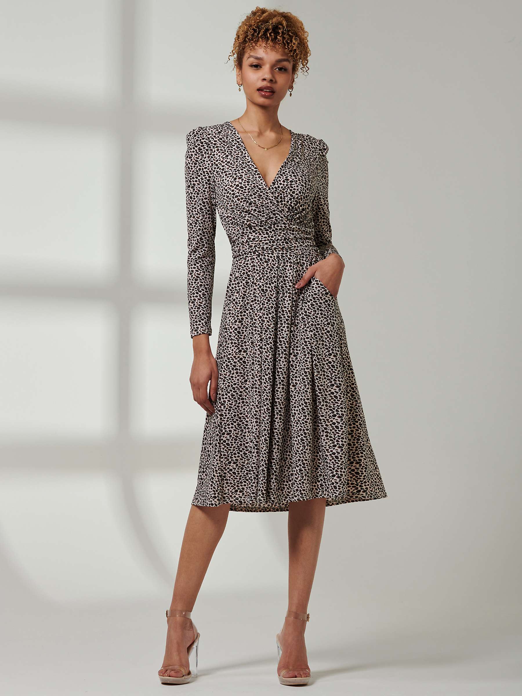 Buy Jolie Moi Rafella Leopard Print Midi Dress, Brown Online at johnlewis.com