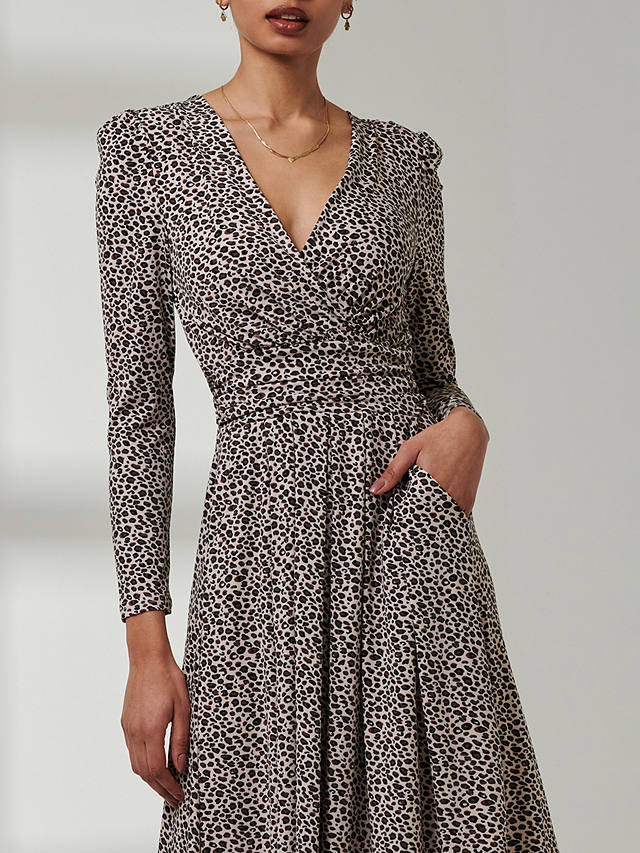 Jolie Moi Rafella Leopard Print Midi Dress, Brown