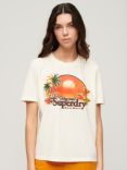 Superdry Travel Souvenir Relaxed T-Shirt, Ecru Marl