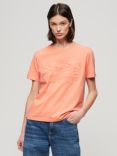 Superdry Embossed Relaxed T-Shirt, Papaya Punch Pink