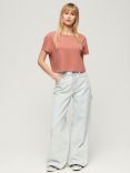 Superdry Slouchy Cropped T-Shirt, Desert Sand Pink