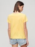 Superdry Slub Embroidered V-Neck T-Shirt, Pale Yellow