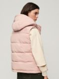 Superdry Everest Hooded Padded Gilet, Pink Blush