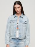 Superdry Embroidered Denim Trucker Jacket, Echo Light Vintage