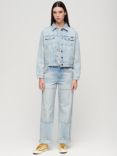 Superdry Embroidered Denim Trucker Jacket, Echo Light Vintage