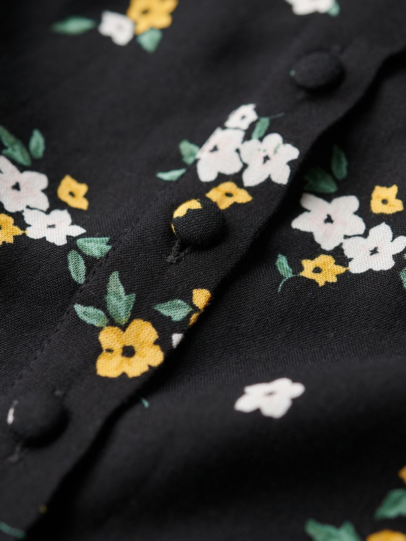 Superdry Floral Print Button-Up Cami Midi Dress, Black/Multi, 10
