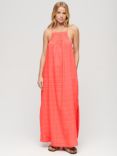 Superdry Lace Halter Beach Maxi Dress, Blush Coral