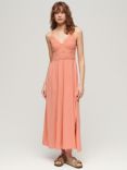 Superdry Jersey Lace Maxi Dress,  Fusion Coral