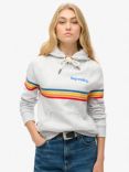 Superdry Rainbow Stripe Logo Hoodie, Grey Marl/Multi