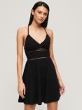 Superdry Jersey Lace Mini Dress, Black