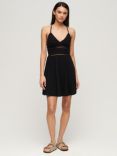Superdry Jersey Lace Mini Dress, Black