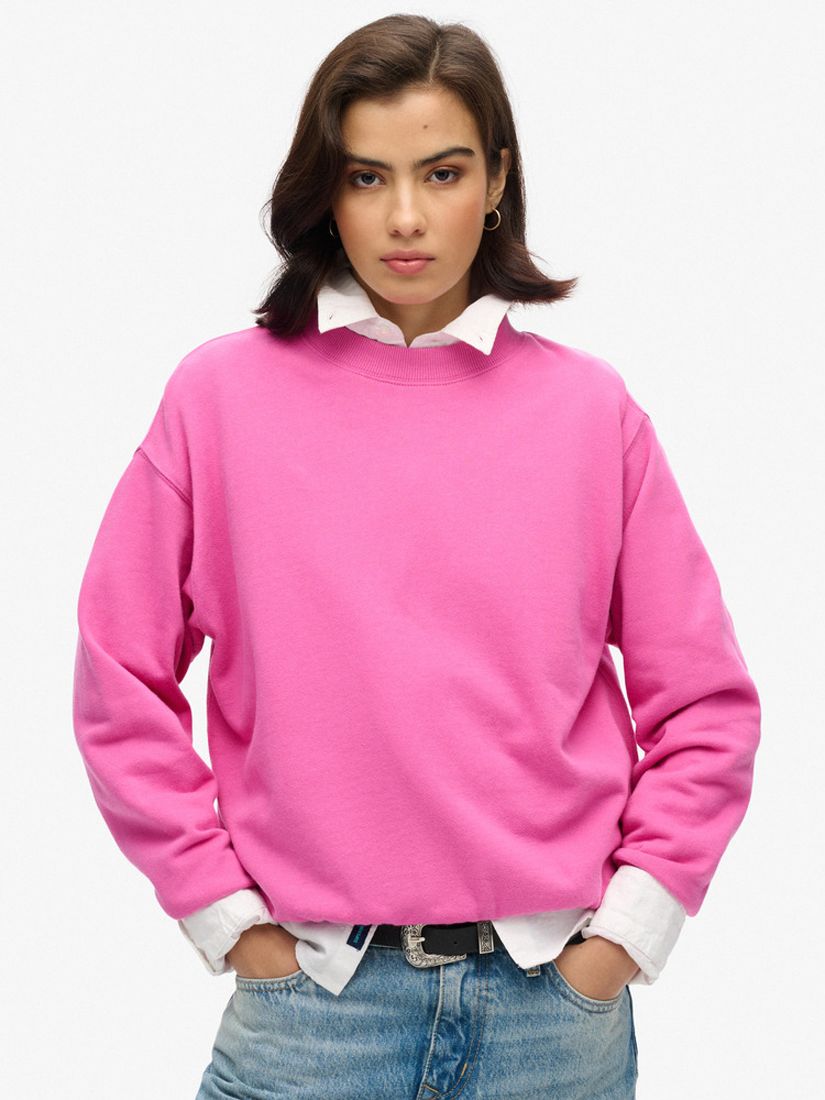 Superdry Essential Boxy Fit Logo Sweatshirt, Flash Pink, 6