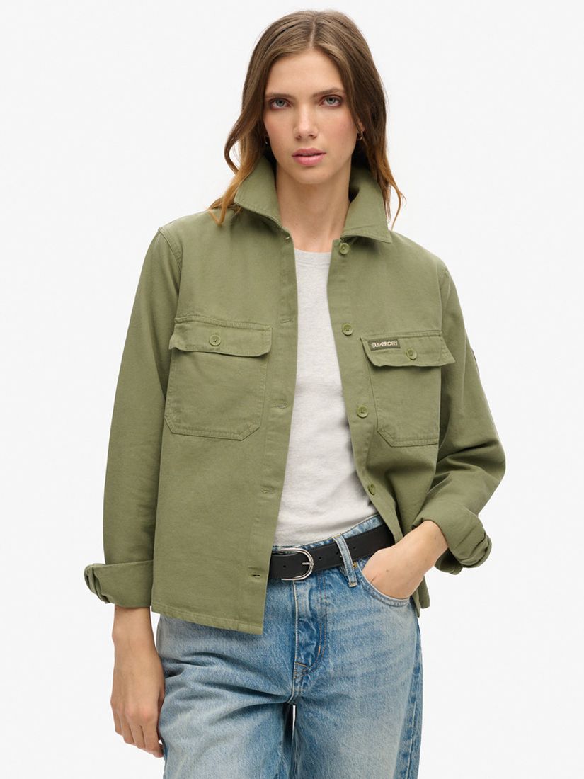 Superdry Embellished Military Shacket, Army Green, 6