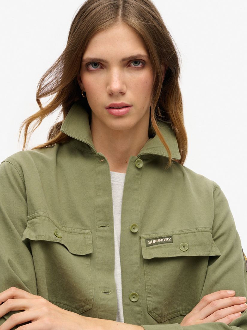 Superdry Embellished Military Shacket, Army Green, 6