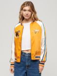 Superdry Sukajan Embroidered Bomber Jacket, Golden Ochre Yellow