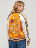 Superdry Sukajan Embroidered Bomber Jacket, Golden Ochre Yellow