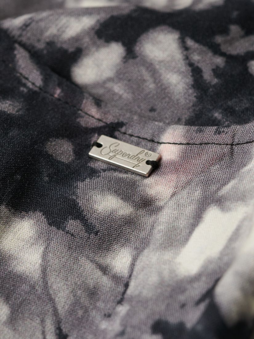 Superdry Tie Dye Printed Button-Up Cami Midi Dress, Grunge Grey, 16