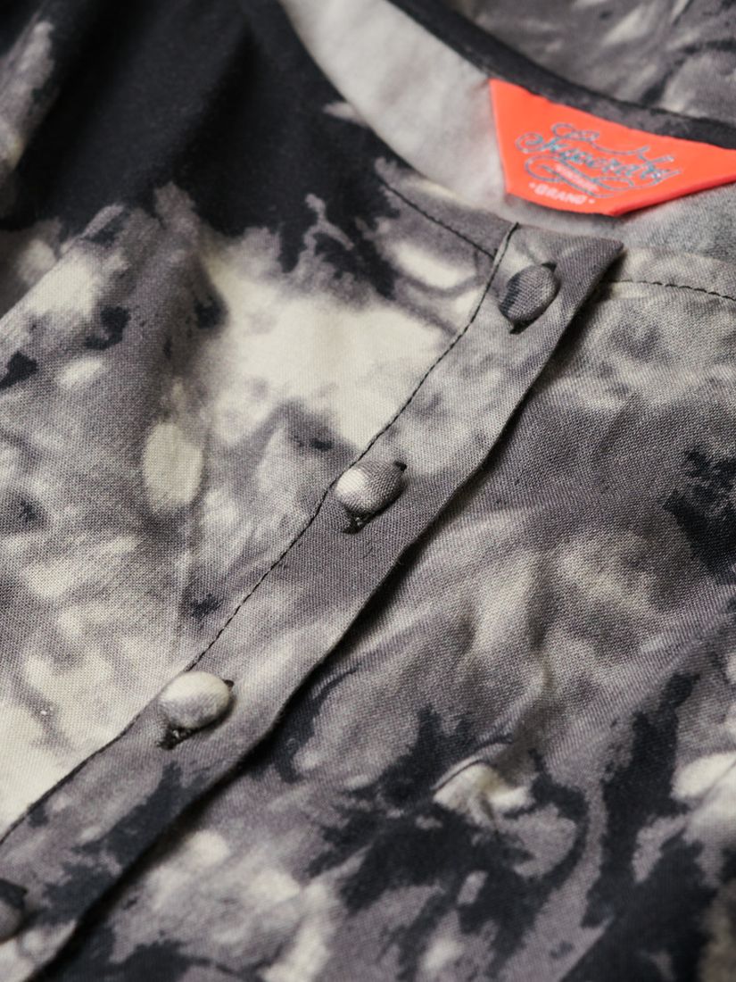 Superdry Tie Dye Printed Button-Up Cami Midi Dress, Grunge Grey, 16