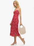 Superdry Floral Print Button-Up Cami Midi Dress, Red/Multi