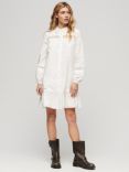 Superdry Cotton Lace Mix Shirt Dress, Chalk White
