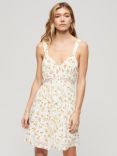 Superdry Lace Trim V-Neck Cami Dress, White/Multi
