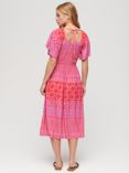 Superdry Cut Out Midi Dress, Shibori Layer Pink