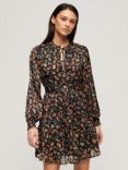 Superdry Metallic Paisley Mini Dress, Black/Multi