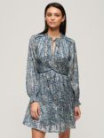 Superdry Print Metallic Mini Dress, Leaf Paisley Green