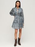 Superdry Print Metallic Mini Dress, Leaf Paisley Green