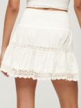 Superdry Ibiza Lace Tiered Mini Skirt, Off White