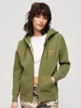 Superdry Essential Logo Zip Hoodie, Olive Khaki