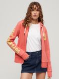 Superdry Super Athletic Graphic Zip Hoodie, Coral Red Marl