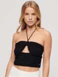 Superdry Crop Cut Out Woven Top, Black