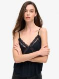 Superdry Ibiza Sheer Lace Cami Top, Eclipse Navy