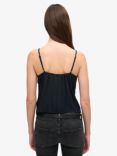 Superdry Ibiza Sheer Lace Cami Top, Eclipse Navy