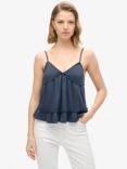 Superdry Tiered Jersey Cami Top, Richest Navy