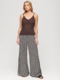 Superdry Graphic Wide Leg Beach Trousers, Black/White