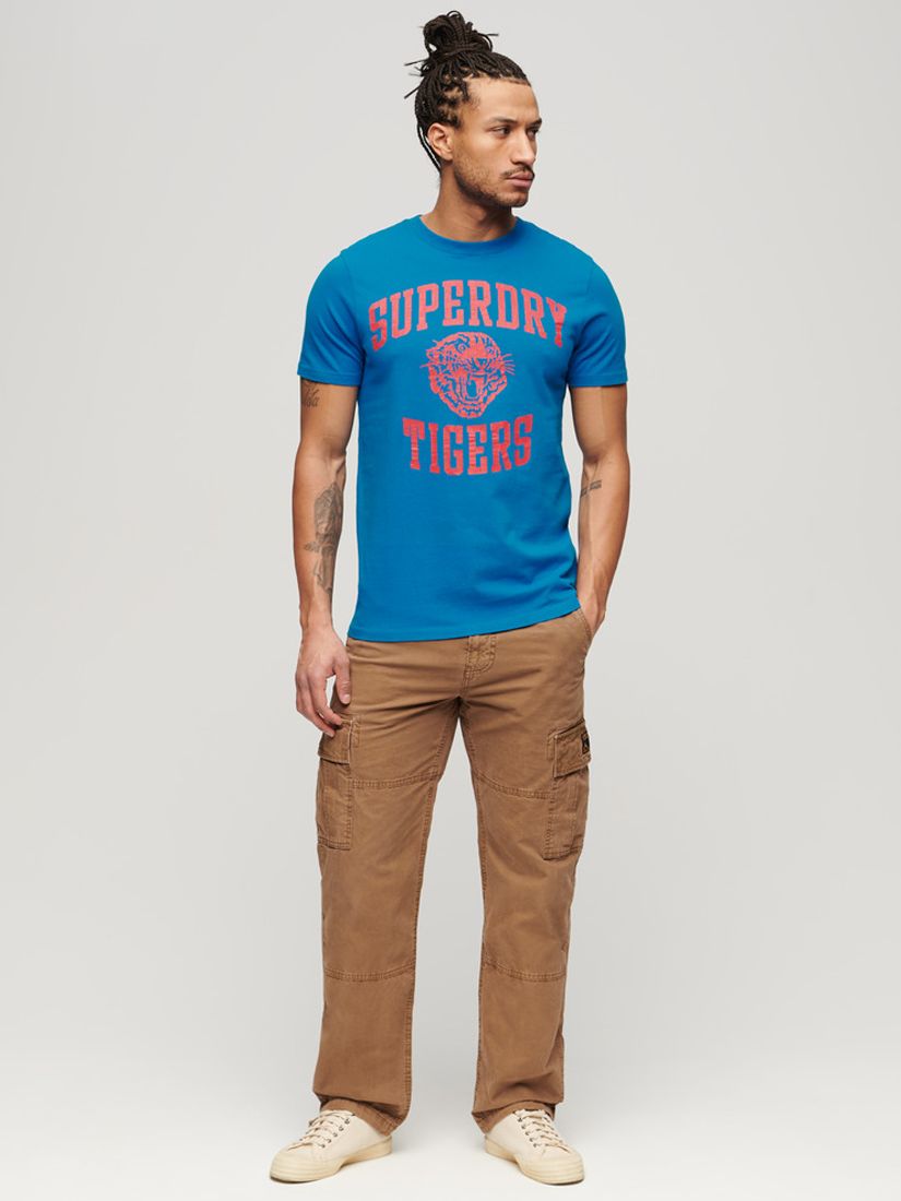 Superdry Track & Field Athletic Graphic T-Shirt, Super Denby Blue, S