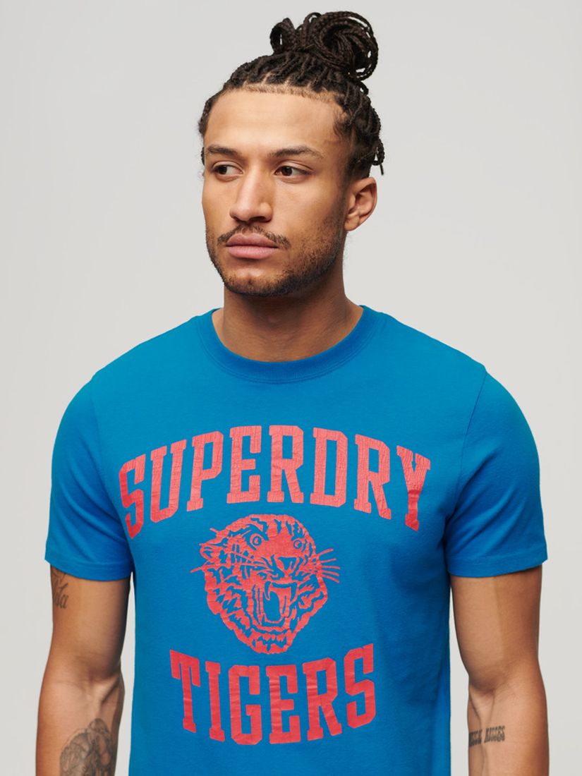 Superdry Track & Field Athletic Graphic T-Shirt, Super Denby Blue, S
