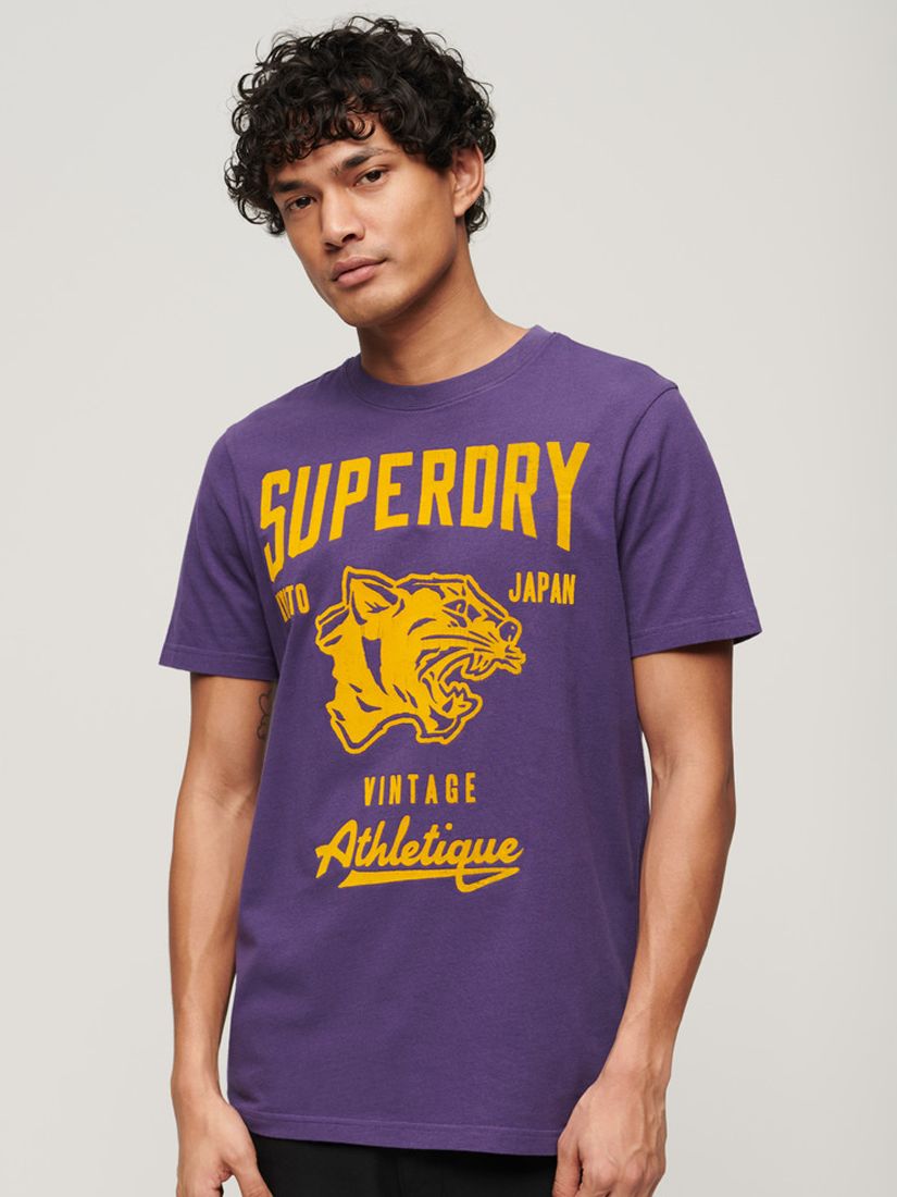 Superdry Track & Field Athletic Graphic T-Shirt, Lex Purple, S
