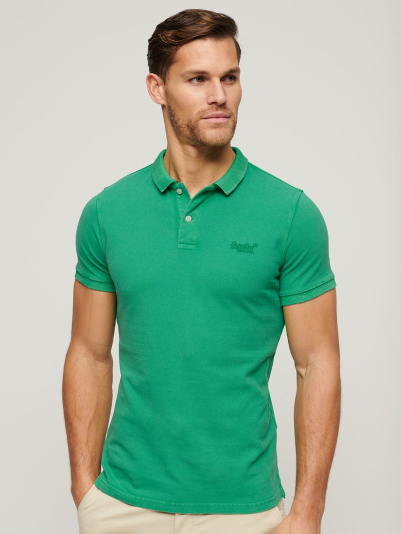 Superdry Destroyed Polo Shirt, Retro Green, S
