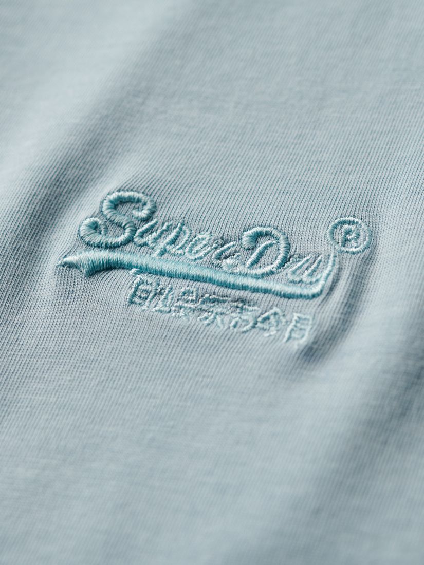 Superdry Organic Cotton Essential Logo Embroidered T-Shirt, Powder Blue