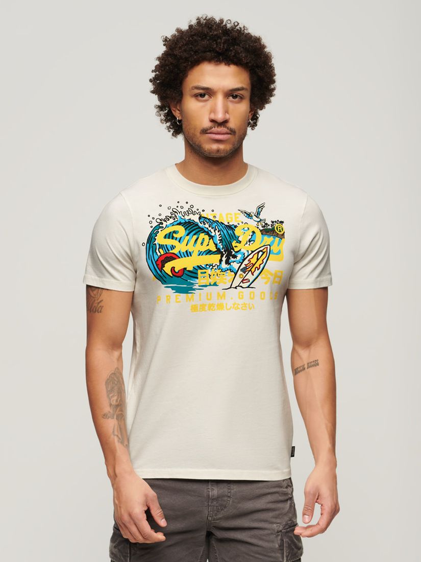 Superdry LA Vintage Logo Graphic T-Shirt, Off White, S